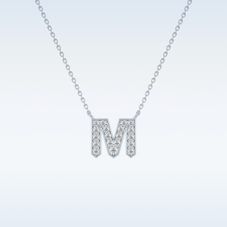 Customized M Shaped Moissanite Necklace –  0.2 CT Round Cut in 14K/18K Gold