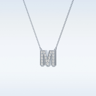 Customized M Shaped Moissanite Necklace –  0.2 CT Round Cut in 14K/18K Gold
