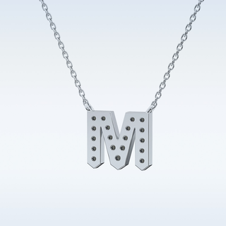 Customized M Shaped Moissanite Necklace –  0.2 CT Round Cut in 14K/18K Gold