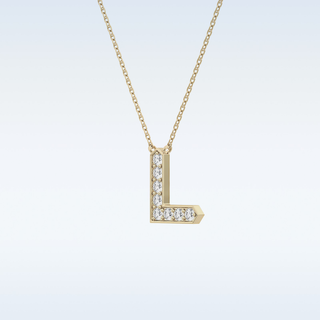 Customized L Shaped Moissanite Necklace –  0.24 CT Round Cut in 14K/18K Gold