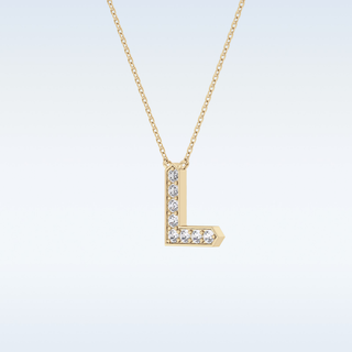 Customized L Shaped Moissanite Necklace –  0.24 CT Round Cut in 14K/18K Gold