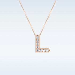 Customized L Shaped Moissanite Necklace –  0.24 CT Round Cut in 14K/18K Gold
