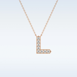 Customized L Shaped Moissanite Necklace –  0.24 CT Round Cut in 14K/18K Gold