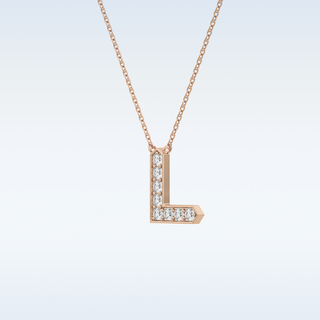Customized L Shaped Moissanite Necklace –  0.24 CT Round Cut in 14K/18K Gold