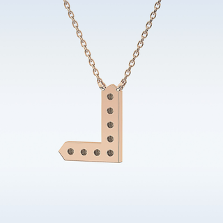 Customized L Shaped Moissanite Necklace –  0.24 CT Round Cut in 14K/18K Gold