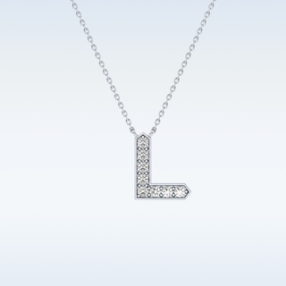 Customized L Shaped Moissanite Necklace –  0.24 CT Round Cut in 14K/18K Gold