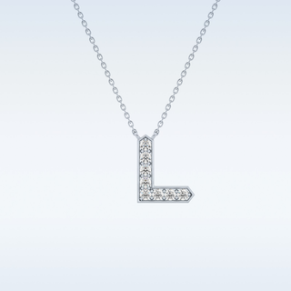 Customized L Shaped Moissanite Necklace –  0.24 CT Round Cut in 14K/18K Gold