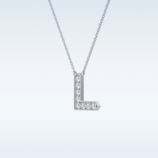 Customized L Shaped Moissanite Necklace –  0.24 CT Round Cut in 14K/18K Gold