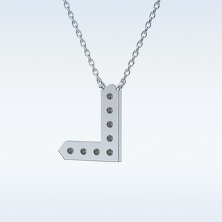 Customized L Shaped Moissanite Necklace –  0.24 CT Round Cut in 14K/18K Gold