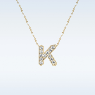 Customized K Shaped Moissanite Necklace –  0.27 CT Round Cut in 14K/18K Gold