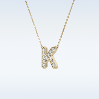 Customized K Shaped Moissanite Necklace –  0.27 CT Round Cut in 14K/18K Gold