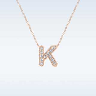 Customized K Shaped Moissanite Necklace –  0.27 CT Round Cut in 14K/18K Gold