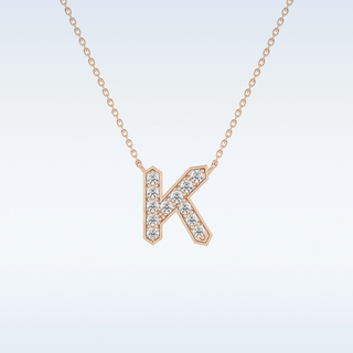 Customized K Shaped Moissanite Necklace –  0.27 CT Round Cut in 14K/18K Gold