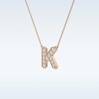 Customized K Shaped Moissanite Necklace –  0.27 CT Round Cut in 14K/18K Gold