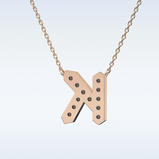Customized K Shaped Moissanite Necklace –  0.27 CT Round Cut in 14K/18K Gold