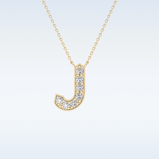 Customized J Shaped Moissanite Necklace –  0.3 CT Round Cut in 14K/18K Gold