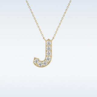 Customized J Shaped Moissanite Necklace –  0.3 CT Round Cut in 14K/18K Gold