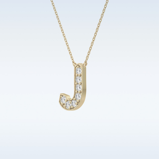 Customized J Shaped Moissanite Necklace –  0.3 CT Round Cut in 14K/18K Gold