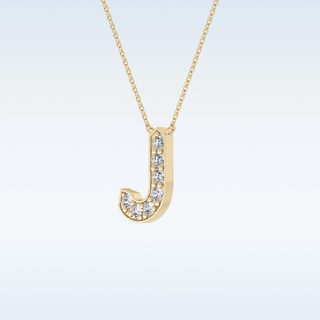 Customized J Shaped Moissanite Necklace –  0.3 CT Round Cut in 14K/18K Gold