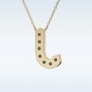 Customized J Shaped Moissanite Necklace –  0.3 CT Round Cut in 14K/18K Gold