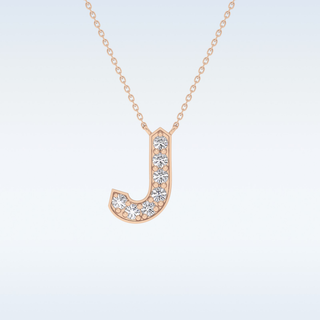 Customized J Shaped Moissanite Necklace –  0.3 CT Round Cut in 14K/18K Gold