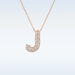 Customized J Shaped Moissanite Necklace –  0.3 CT Round Cut in 14K/18K Gold