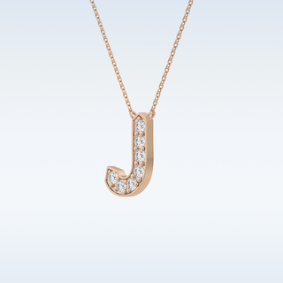 Customized J Shaped Moissanite Necklace –  0.3 CT Round Cut in 14K/18K Gold