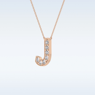 Customized J Shaped Moissanite Necklace –  0.3 CT Round Cut in 14K/18K Gold