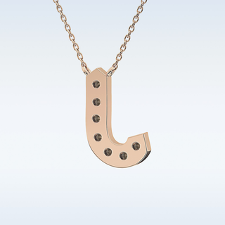 Customized J Shaped Moissanite Necklace –  0.3 CT Round Cut in 14K/18K Gold
