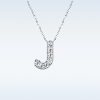 Customized J Shaped Moissanite Necklace –  0.3 CT Round Cut in 14K/18K Gold