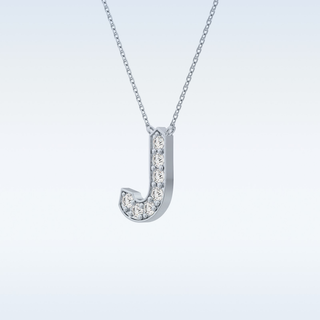 Customized J Shaped Moissanite Necklace –  0.3 CT Round Cut in 14K/18K Gold