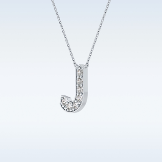 Customized J Shaped Moissanite Necklace –  0.3 CT Round Cut in 14K/18K Gold