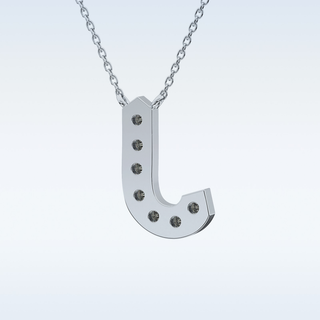 Customized J Shaped Moissanite Necklace –  0.3 CT Round Cut in 14K/18K Gold
