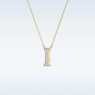Customized I Shaped Moissanite Necklace –  0.8 CT Round Cut in 14K/18K Gold