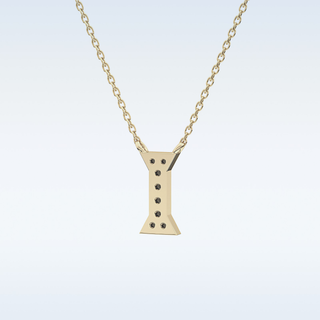 Customized I Shaped Moissanite Necklace –  0.8 CT Round Cut in 14K/18K Gold