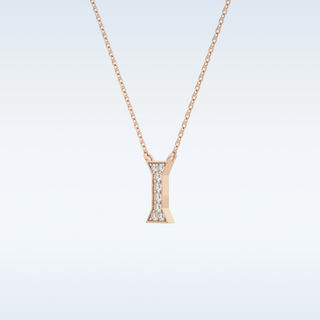 Customized I Shaped Moissanite Necklace –  0.8 CT Round Cut in 14K/18K Gold
