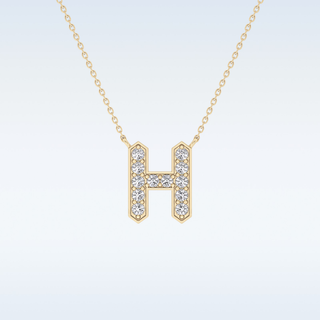 Customized H Shaped Moissanite Necklace –  0.36 CT Round Cut in 14K/18K Gold