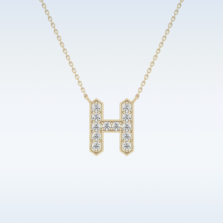 Customized H Shaped Moissanite Necklace –  0.36 CT Round Cut in 14K/18K Gold