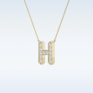 Customized H Shaped Moissanite Necklace –  0.36 CT Round Cut in 14K/18K Gold