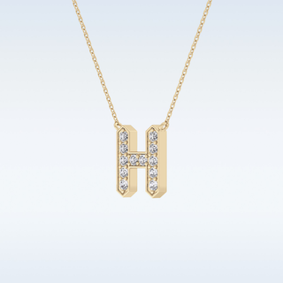 Customized H Shaped Moissanite Necklace –  0.36 CT Round Cut in 14K/18K Gold