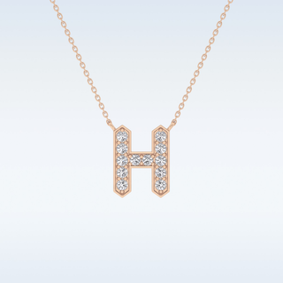 Customized H Shaped Moissanite Necklace –  0.36 CT Round Cut in 14K/18K Gold
