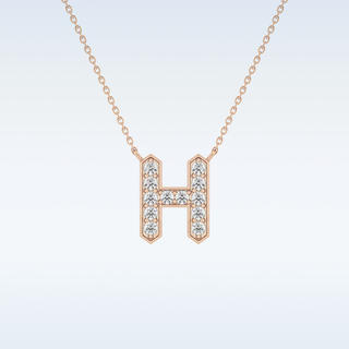 Customized H Shaped Moissanite Necklace –  0.36 CT Round Cut in 14K/18K Gold