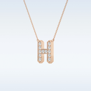 Customized H Shaped Moissanite Necklace –  0.36 CT Round Cut in 14K/18K Gold
