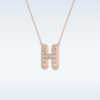 Customized H Shaped Moissanite Necklace –  0.36 CT Round Cut in 14K/18K Gold