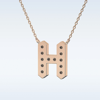 Customized H Shaped Moissanite Necklace –  0.36 CT Round Cut in 14K/18K Gold