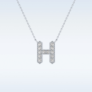 Customized H Shaped Moissanite Necklace –  0.36 CT Round Cut in 14K/18K Gold