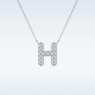 Customized H Shaped Moissanite Necklace –  0.36 CT Round Cut in 14K/18K Gold