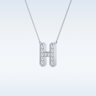 Customized H Shaped Moissanite Necklace –  0.36 CT Round Cut in 14K/18K Gold