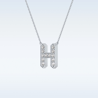 Customized H Shaped Moissanite Necklace –  0.36 CT Round Cut in 14K/18K Gold
