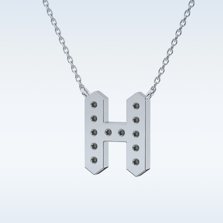 Customized H Shaped Moissanite Necklace –  0.36 CT Round Cut in 14K/18K Gold